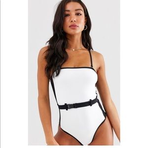 New Look Colorblock Belted Swimsuit